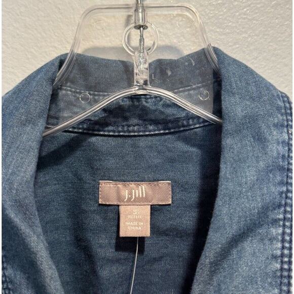 J Jill Size Petite Small PS Indigo Button Down Shirt Country Western One Pocket - Picture 5 of 6